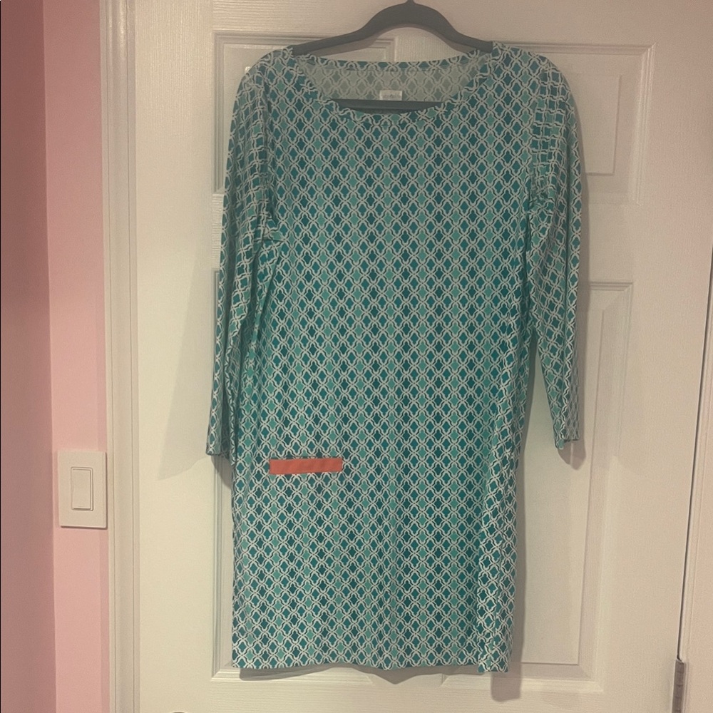 Cabana Life Teal and White Patterned Dress